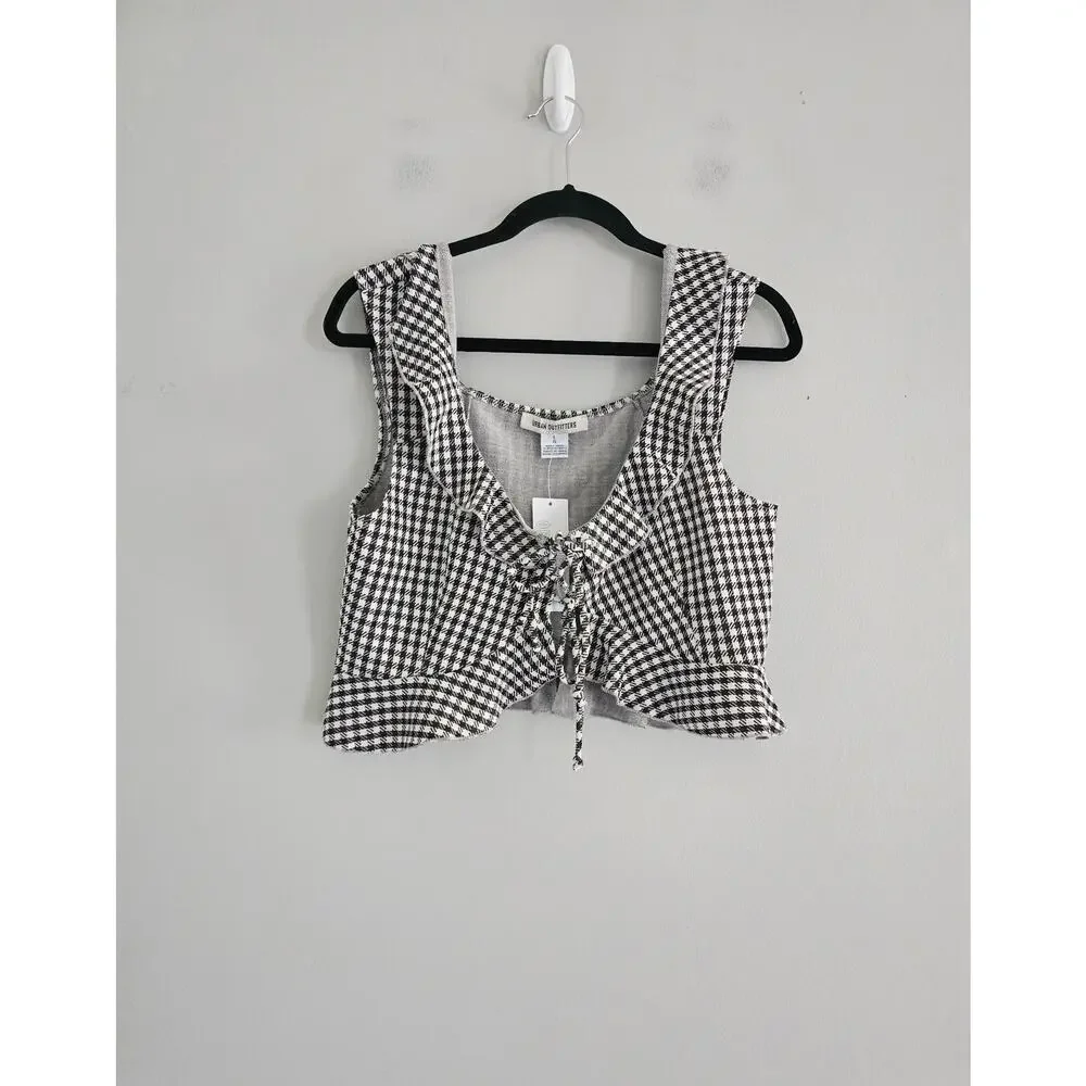 Urban Outfitters Black White Checkered Top L NWT - Picture 2 of 4
